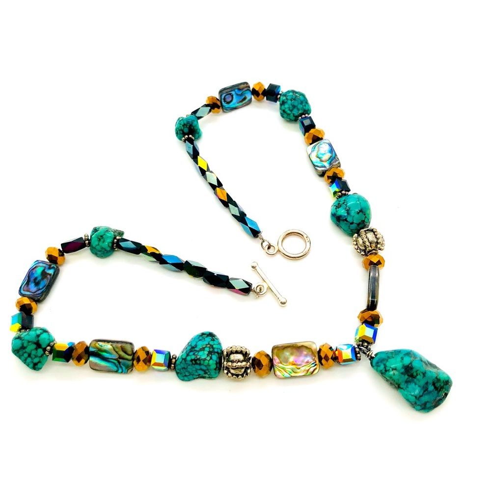 Vintage Turquoise Abalone Bead Necklace